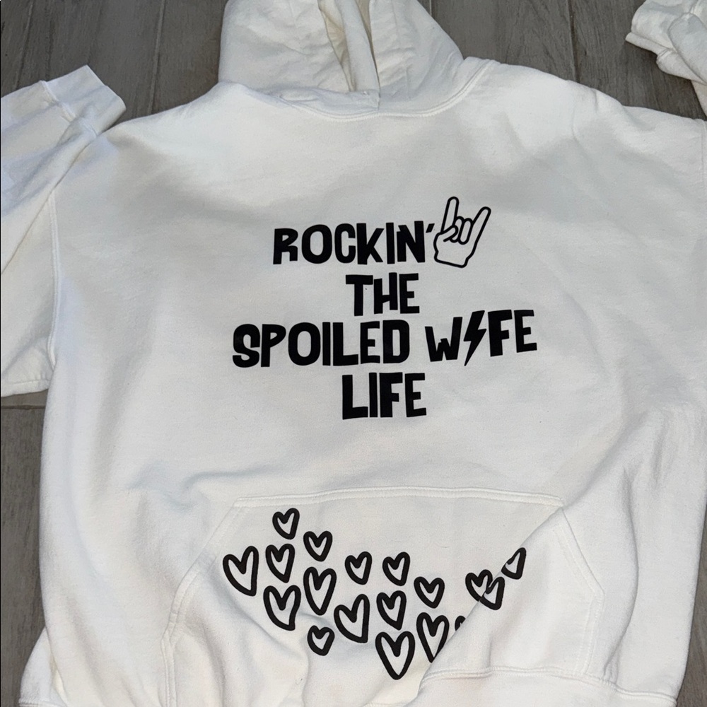 White Graphic Hoodie with Black Print